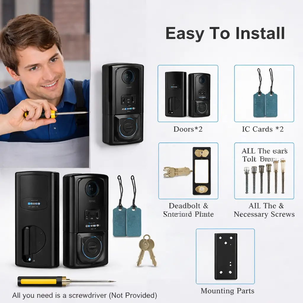 NexGuard Z32 Smart Deadbolt Lock – Fingerprint | Touchscreen Keypad | App Remote Control (Black)