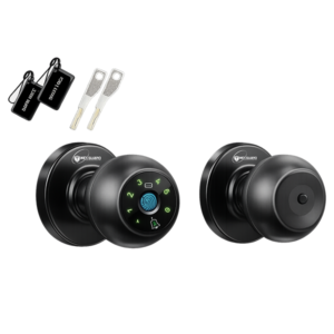 NexGuard Smart Biometric Door Knob with Fingerprint & Doorbell – 4-Way Unlock (Black)